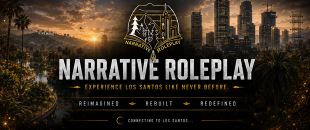 Narrative Roleplay | Custom Framework | Serious RP | Criminal Activities | Crafting | Drugs | Active Staff | Player Businesses | Hiring PD + EMS | Custom Vehicles | Whitelisted FiveM server banner