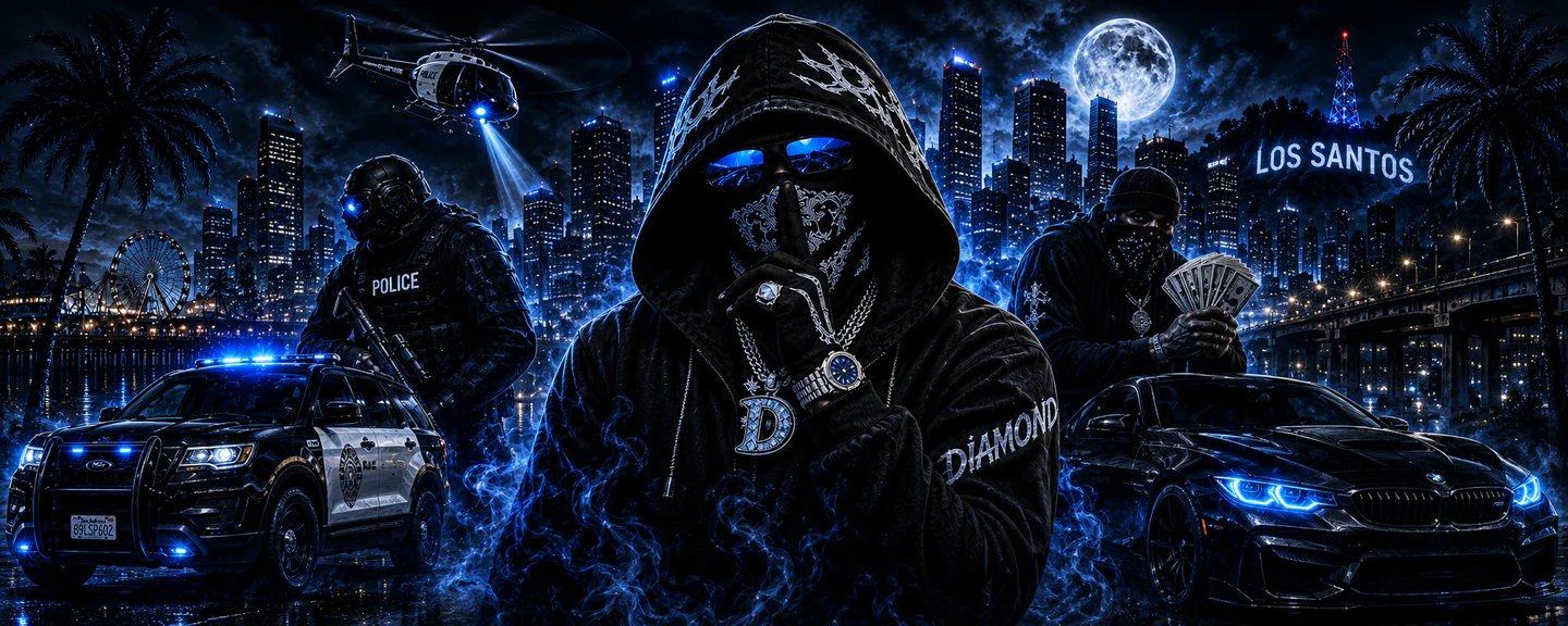 Diamond RP β₯ In Development!! | π Semi-Serious RP | π Custom Cars | π« Guns | π Clothing | β¨ And More! FiveM server banner