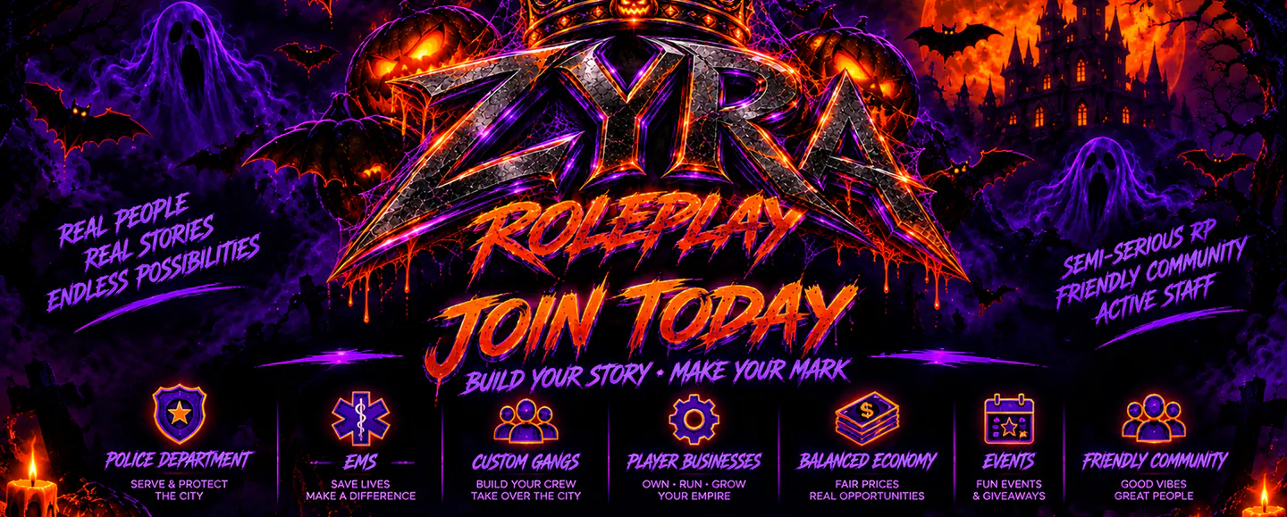 Zyra Roleplay | ESX Semi RP FiveM server banner