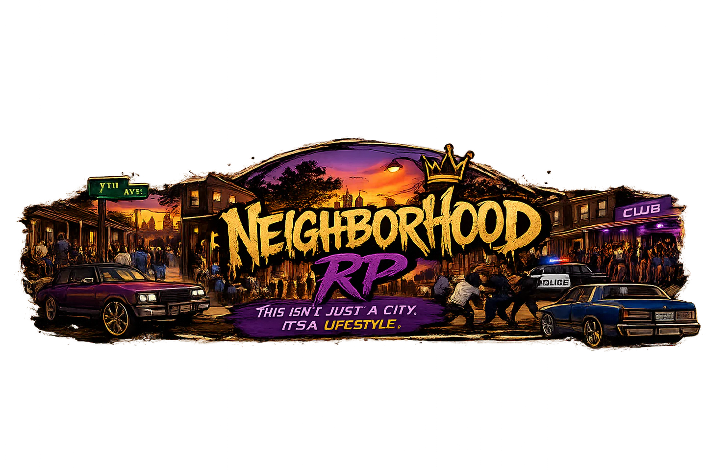 The Neighborhood🩸 Semi Serious RP| Custom jobs🦺| custom clothes|👕 Custom drugs💊| Custom Gangs🦍| Streamer Friendly🎥 FiveM server banner