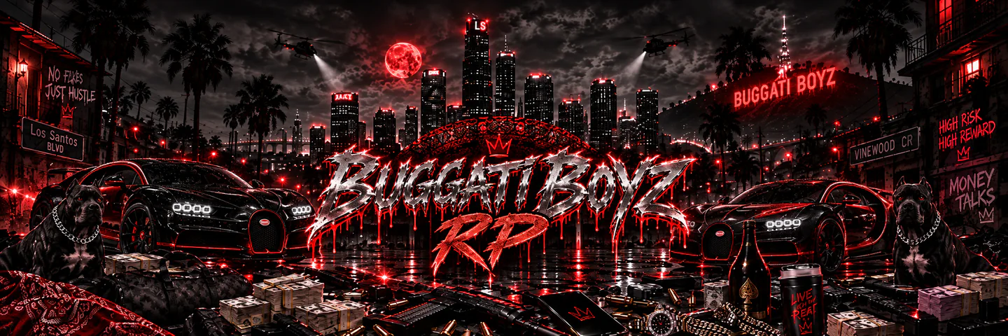 BUGATTI BOYZ [discord.gg/HuuXUSDZ4q] ||| 🔥 BEST QUALITY 🔥 ||| 👀 REAL WEAPONS & SCRIPTS 👀 ||| ♻️ HIGHLY OPTIMIZED ♻️ ||| 👑 700+ HAPPY CUSTOMERS 👑 ||| 🌟 REALISTIC JOBS 🌟 ||| 🏎️ CUSTOM CARS 🏎️ ||| ✅ DRUG SCRIPTS ✅ ||| 👮 ROBBERIES 👮 FiveM server banner