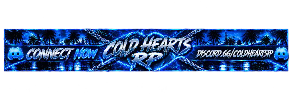 💙 Cold Hearts RP 💙 | 🔫 #1 Gang 100K OR DIE Roleplay Server 🔫 | 💵 $3M Start Cash💵 | ⚔️Gang Turfs & Drugs💊 | 🏎️Custom Cars & Drip💦 | 🚓Active Police & Staff 🛡️ | discord.gg/coldheartsrp FiveM server banner
