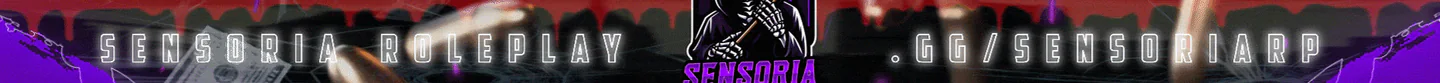 [DEV] [FR] ➜ Sensoria RP || ⚙️ Serveur Optimisé || ✨ Contenu Exceptionnel || 🛠️ Staff actif || 🔗 discord.gg/sensoriarp FiveM server banner