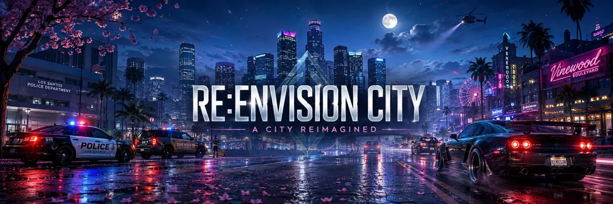 🔥Re:Envision City | 18+ | Discord Whitelist | Custom Resources | CityPulse | Looking for LEO🚓, EMS🚑, Fire🚒, Gangs🏴☠️ FiveM server banner