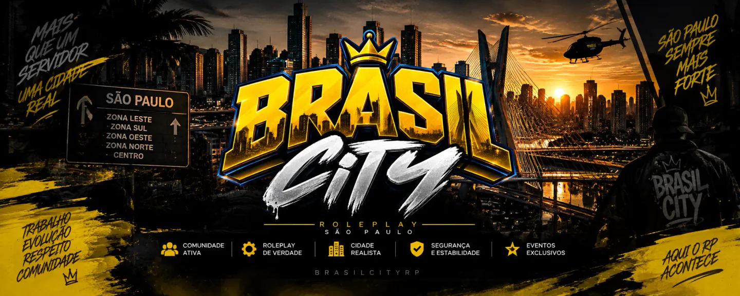 ☀️ BRASIL CITY - ROLEPLAY / Entre no discord da cidade: discord.gg/jYF5Mdy83J / ROLEPLAY 🌟 FiveM server banner