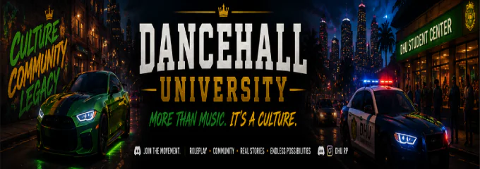 🎓 DanceHall University 🌴 | Caribbean Roleplay 🌴 | Freshman ➜ Graduate 🎓 | Realistic Economy 💰 | Custom Cars 🏎️ | 18+ FiveM server banner
