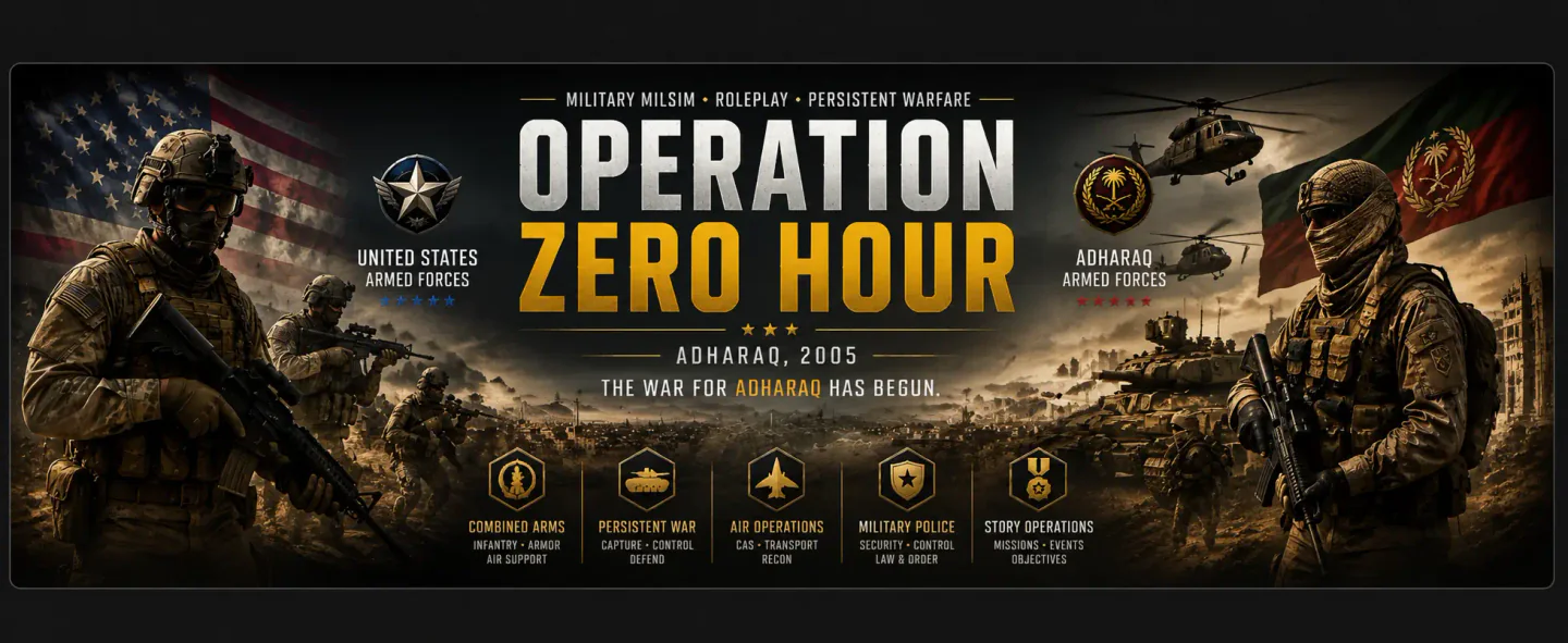 Operation Zero Hour | ADHARAQ | Military RP FiveM server banner