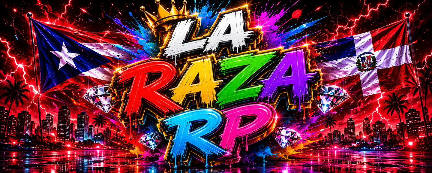 LA RAZA V2│ NO❌WHITELIST❌│NO❌MENUTEROS❌│🚙POLICIA,EMS🚑│DROGAS💊│🥷GANGAS,CARTELES,MAFIAS│🛡️ADMIN24/7│SUPER OPTIMIZADO✔️ FiveM server banner