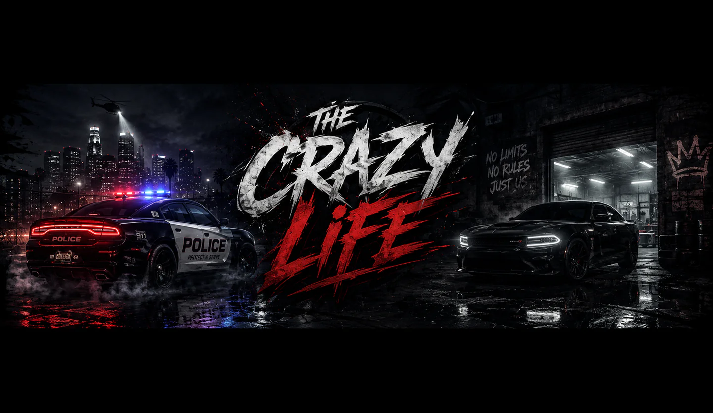 ^[The Crazy Life] <OneClick Whitelist> <Midcore/semi Hardcore RP> <Ingame Voice> FiveM server banner