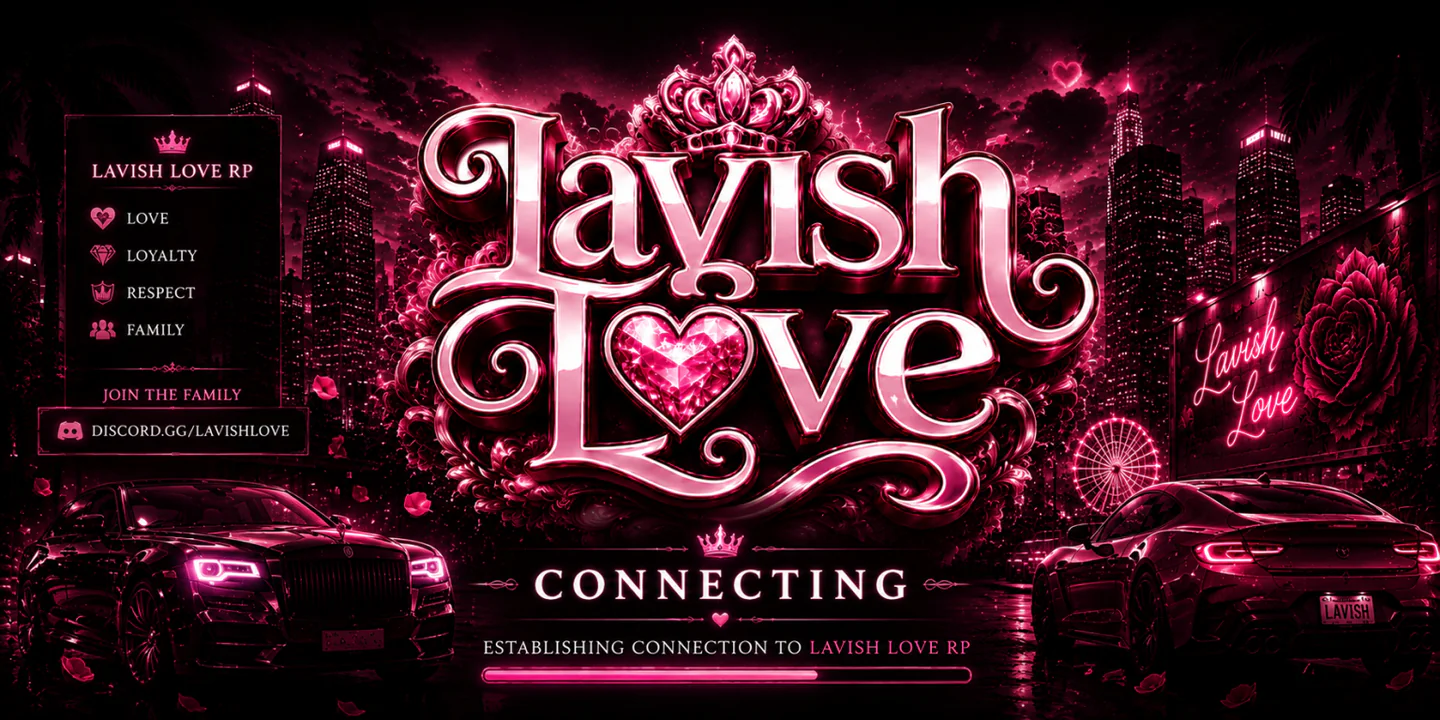 LAVISH LOVE 💜 | SEMI SERIOUS👌 |FEMALE FRIENDLY 💃| PLAYER OWNED BUSINESSES 💵| SCHOOL RP 📖| PD&EMS🚔 🚑| CUSTOM CLOTHING PACKS |CUSTOM BODIES | LIT CLUBS & HOT EVENTS | Gang & Family RP FiveM server banner