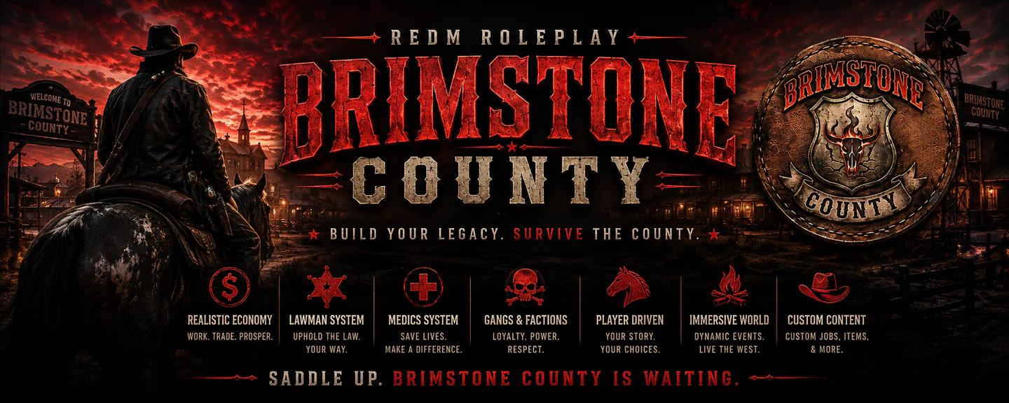 🌵🤠 Brimstone County:1925 🤠🌵 FiveM server banner