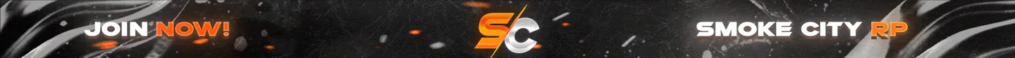 Smoke City | 🧡 NEU: SEASON 2 | 🛡️ Battlepass v2 |🔝 Regelmäßige Updates | 🤝 Anfängerfreundlich | 📜 Eigene Scripts FiveM server banner