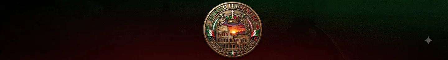 🎮 [ITA] SPIRITO ITALIANO RP 1.0 | 🏛️ AMBIENTATO A ROMA | 🥶 NUOVO SERVER 🥶 | ❌ NO ALLOWLIST ❌ | 🚀 120+ FPS 🚀 | 🎭 FULL RP | 🔗 discord.gg/spiritoitalianorp FiveM server banner