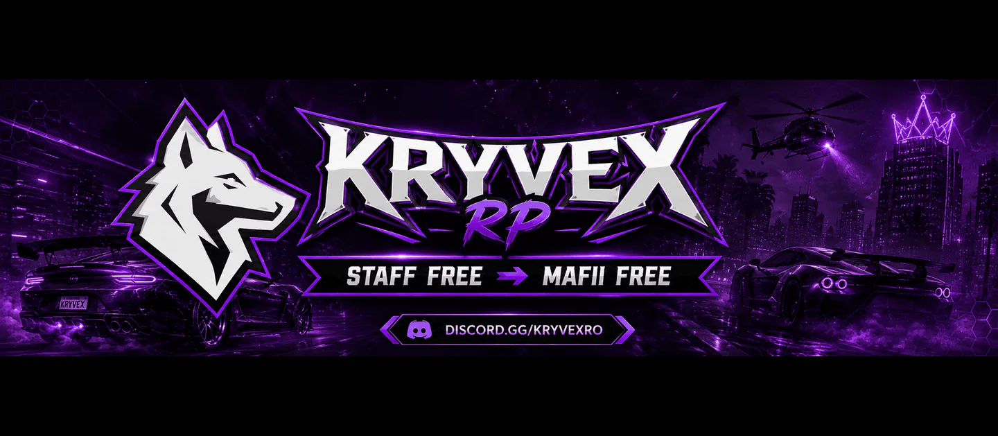Kryvex Romania | Staff Free | Mafii Free FiveM server banner