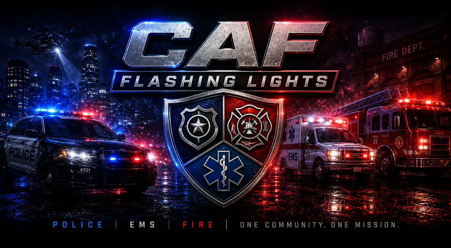 CAF Flashing Lights ⭐ Police 🚓 EMS 🚑 Fire 🚒 NPC Callouts FiveM server banner