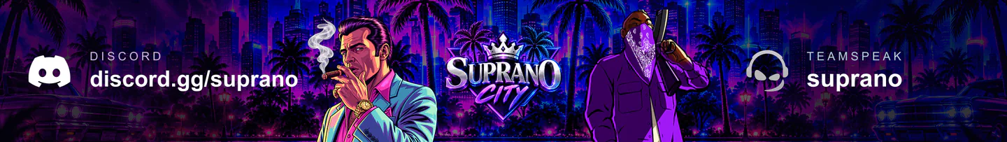 SUPRANO CITY ✘ NEUER SERVER START 15.10 ✘ FRAKTIONEN GESUCHT FiveM server banner