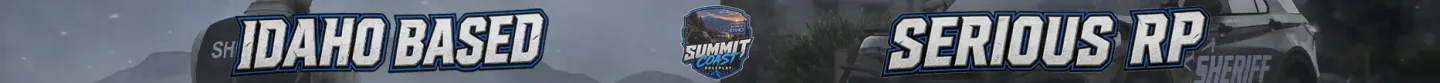 Summit Coast Roleplay | Serious RP | Idaho Based | vMenu | Actively Hiring LEO & Staff | Custom Clothing & Vehicles FiveM server banner