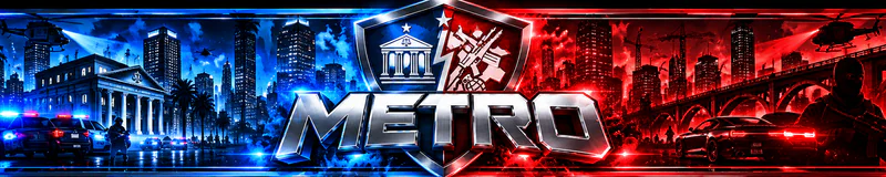 METRO | Good VS Bad | ☄️ OneClickWhitelist | 🔋 Battlepass & Housing | 🧨 Viele Waffen & Routen | 👮 Starke Staatsfraks | ⚔️ FFA mit 12 neuen Modes FiveM server banner