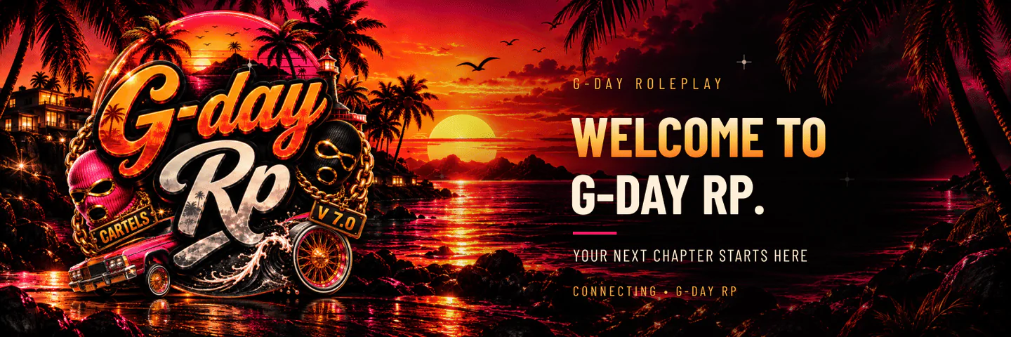 G-Day RP, 18+, Streamer Friendly, E-Girl Friendly FiveM server banner