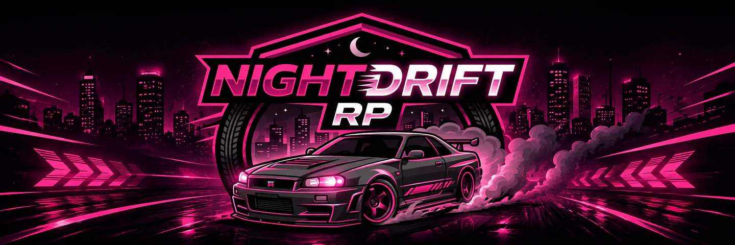 NightDrift RP | German | TS3 + Saltychat | Automatische Einreise direkt Joinen | 18+ FiveM server banner