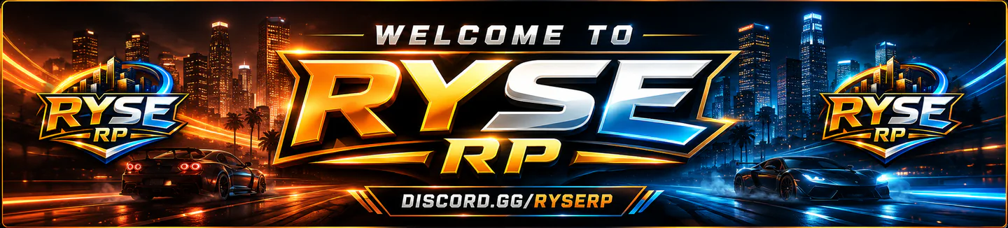 ► RYSE ROLEPLAY ◄ | 🔞 18+ SERIOUS RP | 👮 Active PD | 🚑 Active EMS | 💼 WL & Civ Jobs | ⚙️ Active Devs FiveM server banner