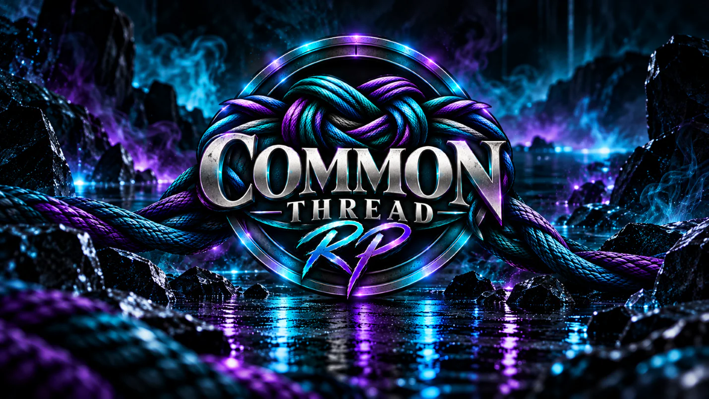 Common Thread RP — Female-Owned • Beginner-Friendly • Female-Friendly • SASP • LSPD • BCSO • EMS • DOJ • Dispatch • Free Businesses • Free Gangs • Build Your Story, Find Your People. Become Family. FiveM server banner